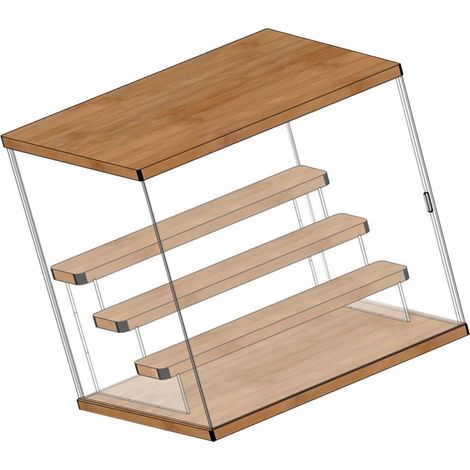 Vitrine de Collection Figurines Acrylique, Boîte Aveugle de Présentation Anti-Poussière, Organisateur pour Poupées avec Porte, 4 Niveaux Escaliers, 32x26x30,4cm (1/5)