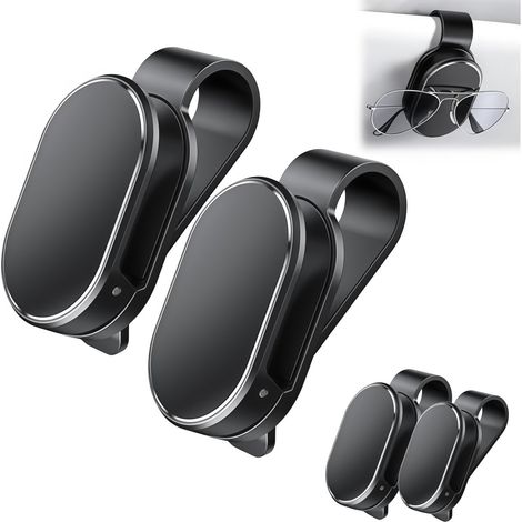 Portaocchiali da auto, organizer per occhiali da auto, clip per occhiali da auto, portaocchiali da sole da auto, accessori per interni auto, nero (1/5)