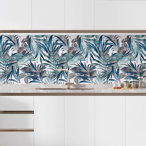 Crédence adhésive cuisine - Fleurs tropicales - 90x90 cm - Adhésif MAT (1/5)