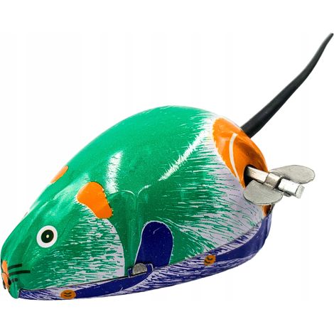 Un mouse a carica manuale in metallo che si muove su un modello PRL retrò (1/5)