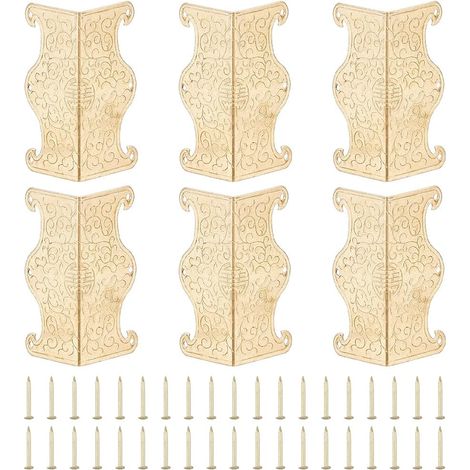 Lot de 6 Protège Coin de Plinthe Laiton Vieilli Garde Coin pour Meubles Bordure de Table Dorée Protection d Angle de Plinthe Fixation par Vis Coin Rectangulaire pour Boîte en Bois Bijoux (1/5)