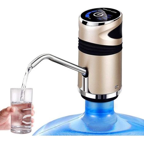 Distributeur de bouteille d'eau universel avec pompe à eau, distributeur d'eau électrique, rechargeable par USB, doré. (1/5)