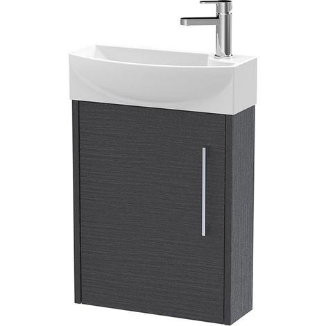Hudson Reed Juno Compact LH Wall Hung Vanity Unit and Basin 440mm Wide - Graphite Grey (1/5)
