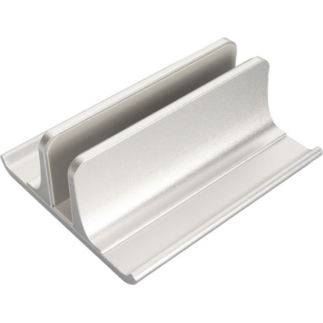 Support vertical 3-en-1 pour PC portable, réglable en aluminium, gain de place, compatible 17,3 pouces, design argenté (1/5)