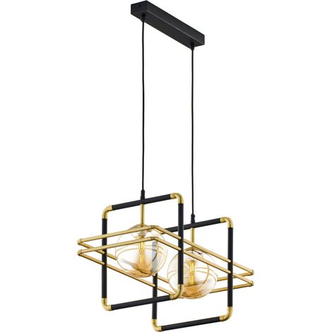 Lampadario moderno nero oro sfere ambra 2xG9 Fiori (1/5)