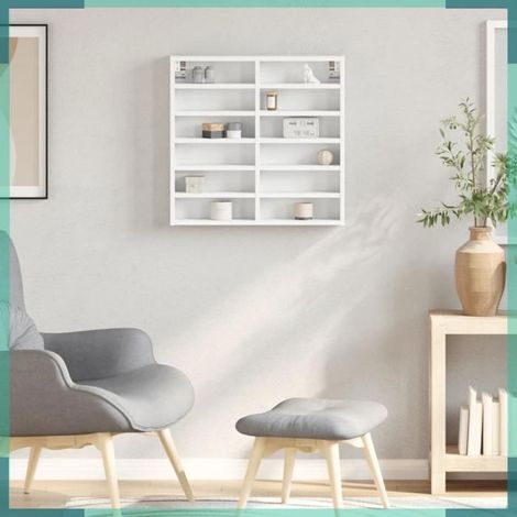 847961 Armoire à vitrine blanc 60x8,5x58 cm bois d'ingénierie (1/5)