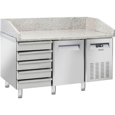 Table réfrigérée pizza 5 tiroirs 1 porte - 800mm - L 1 500 x P 800 x H 1 040 mm - 300 W / 230 V - Casselin (1/2)