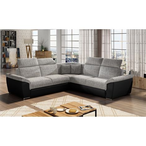 Sofá de esquina FREDERICO Gris gran ángulo convertible 266x266cm (1/2)
