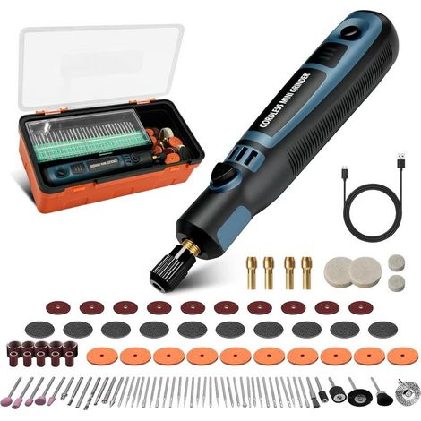 Stylo Graveur Électrique avec 96 Embouts, Sans Fil USB Rechargeable Kit d'outils de Gravure Rotatif, Portable Outils Rotatifs Multifonction pour Sculpture, Polissage, Ponçage, Perçage et Bricolage (1/5)