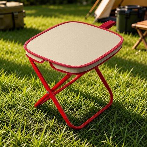 Chaise pliable portable rougeTabouret de camping et pêche légerModèle sac à stylo tout terrain (1/3)