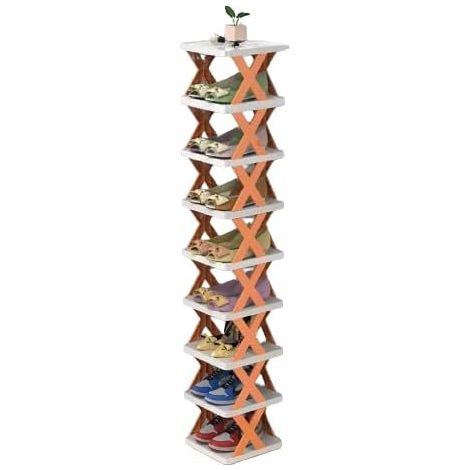 Étagère à chaussures compacte, pliable et stable, rangement vertical gain de place, boîte à chaussures fine et résistante, meuble d'entrée étroit, capacité élevée, sans montage compliqué, pour baskets