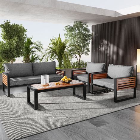 Sofa Sitzmöbel Garten 4 teilig Eisen Holz OKMYHOME (1/5)