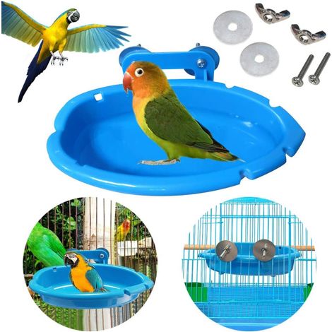 Bain d'oiseaux pour cage, abreuvoir suspendu, baignoire pour perruche, mangeoire pour oiseaux, boîte de douche, support, plateau, jouets pour perruches, accessoires pour (1/5)