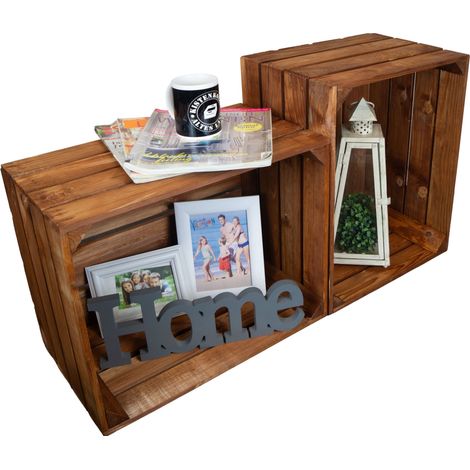 2er Set Holzkiste "Johanna" lasiert in ocker 50x40x30cm Obstkiste Weinkiste Apfelkiste Regalkiste (1/5)