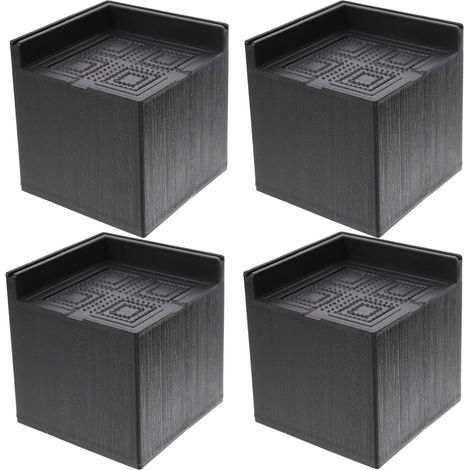 Rehausseur de Meubles Noir en Caoutchouc 4 Pièces Carré 3 Pouces (1/5)