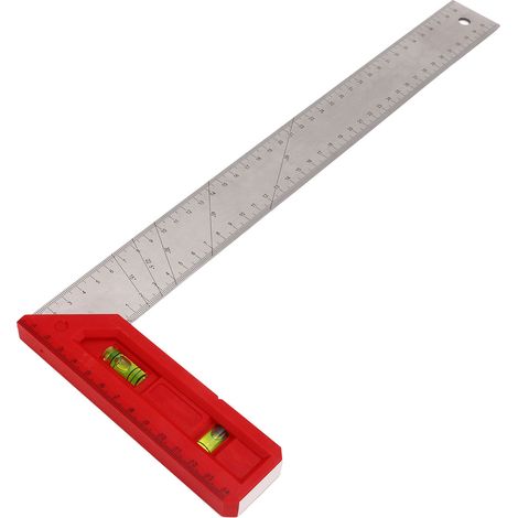 Équerre de menuisier professionnelle à 90° et 45° avec niveau à bulle, 40 cm (1/5)