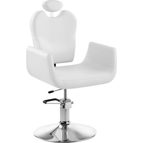 Sillón de peluquería profesional base de acero regulable en altura blanco 140001621