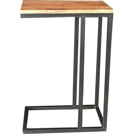 Industrial Side Table -Sawn Finish - Mango Wood/Iron - L25 x W40 x H60 cm - PP Sawn Finish