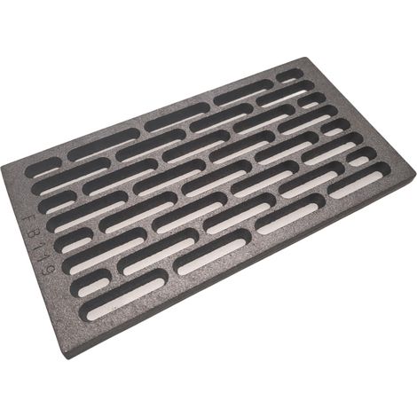 Fonderia Bongiovanni – Grille de poêle à cendres en fonte 30x16 cm – Épaisseur 1 cm – Fentes pour briques – Améliore le tirage de cheminée (1/3)