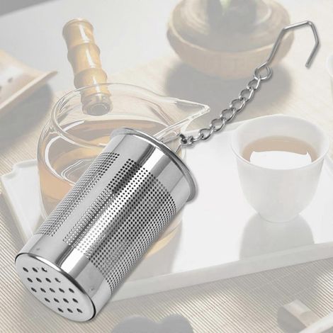 Infuseur à thé cylindrique en acier inoxydable, filtre à épices en vrac, outil ménager multifonctionnel (1/4)