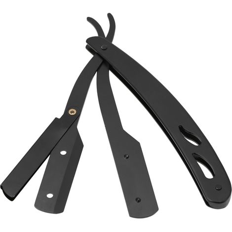 Support de rasoir droit pliable professionnel en acier inoxydable, outil d'épilation noir (1/5)