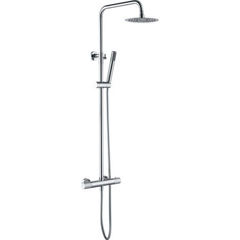 IMEX Set Colonna Doccia Termostatica Line in Acciaio e Ottone Cromato con Soffione Ø20 Anticalcare Asta Estensibile Miscelatore Ottone Cartuccia Turn Clean System Tubo e Maniglia Imex-BTD038 (1/3)