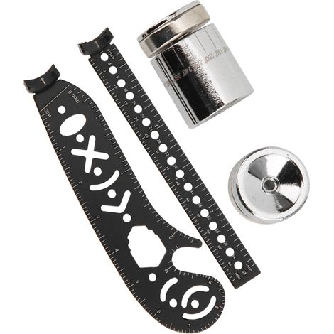 Règle multifonction en fer noir pour le dessin, outil innovant de peinture, compas magnétique de mesure, noir 17 mm (1/5)