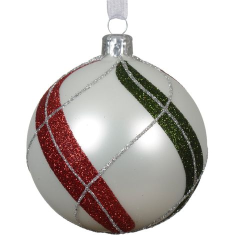 Palline per albero di Natale in vetro bianco da 8 cm, confezione da 6 pezzi