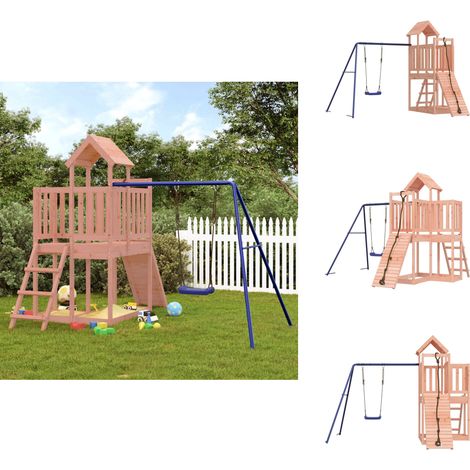 Aire de jeux d'extérieur bois massif de douglas - Ensemble De Jeux Extérieur - Maisonnette De Jeu - Jouet En Bois - Aire De Jeux - Toboggan