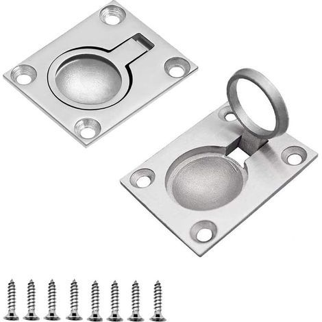 Accessoire de levage,Poignée marine en acier inoxydable Trappe encastrée pour bateau Poignée de levage encastrée avec 8 vis (paquet de 2, 49 x 39 mm) (1/4)