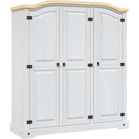vidaXL Armario madera de pino Mexicano estilo Corona blanco 3 puertas (1/5)