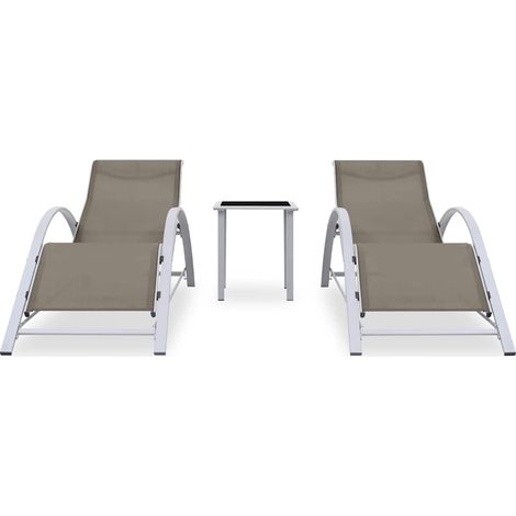Maison Exclusive - Sonnenliegen 2 Stk. mit Tisch Aluminium Taupe (1/5)