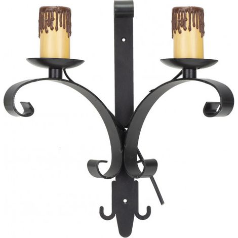 Aplique Rústico Rueda 2Luces. 2xE27 60w. Medidas(37x26cm) (1/2)