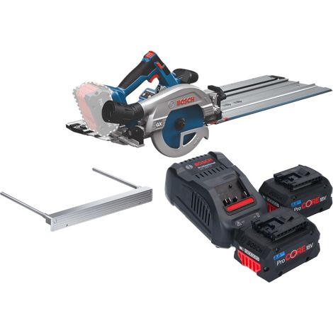 Scie circulaire sans fil Bosch GKS 18V-57-2 GX Professional 18 V 165 mm sans balais + 2 batteries ProCORE 8,0 Ah + chargeur + rail de coupe (1/5)