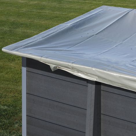 Bâche hiver 580g/m² pour piscine composite carrée KPCOR28 de dimensions extérieures 326 x 326cm