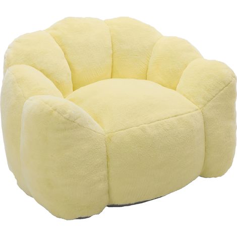 ELVMI Poltrona Compatta a Forma di Loto, Seduta da Pavimento Leggera con Imbottitura in Schiuma, Peluche Gialla (1/5)
