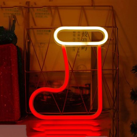 Guirlande Lumineuse En Forme De Chaussette De Noël - Décoration Murale Et Fenêtre - Alimentation USB Ou Piles - 24,5 X 18,5 X 1,5 Cm - 1 Pièce (1/5)