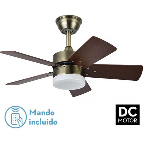 Ventilador Dc Marta 36w Cuero 5 Aspas Rev. Cerezo/nogal 41x76d 3060lm C/ Remoto , Memoria Y Temp. 3000k,4000k,6000k (1/4)