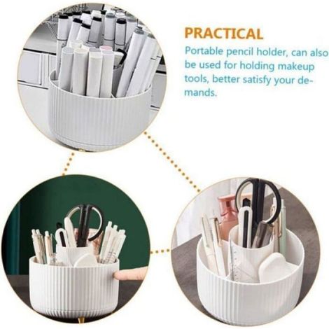 Porte-Stylo - Rotation 360° - Bureau Maison Coiffeuse - Plastique Bleu - 15 x 12,5 cm - 1 Pièce (1/4)