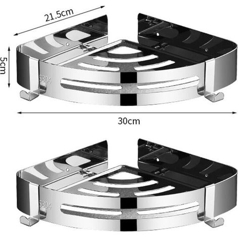 ALLIANDISLot de 2, argent, étagère de salle de bain en acier inoxydable sans poinçon, armoire de rangement de douche (1/3)