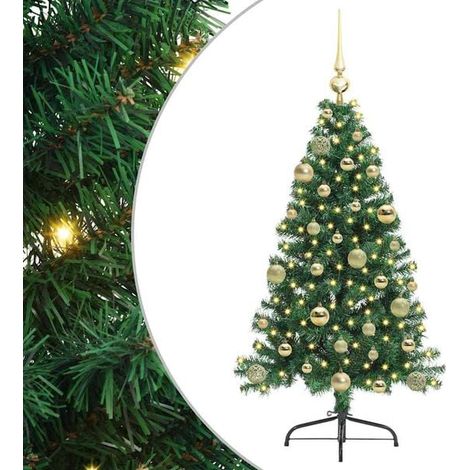 Sapin de Noël artificiel pré-illuminé, vert, 120 cm, en PVC (1/5)