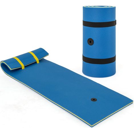 Tapis flottant pour l'eau, mousse XPE durable, 213 x 67 cm, bleu