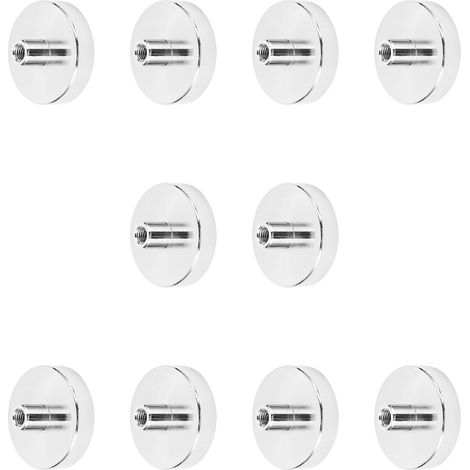 10 Stück Magnethaken mit NdFeB-Basis, Edelstahl, leicht, rund, 80 kg starker Magnet (1/5)
