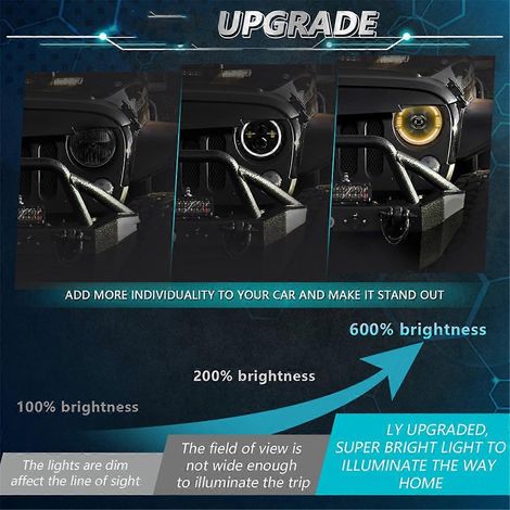 Phares LED 7 pouces, phares projecteurs ronds pour JK-- (1/4)