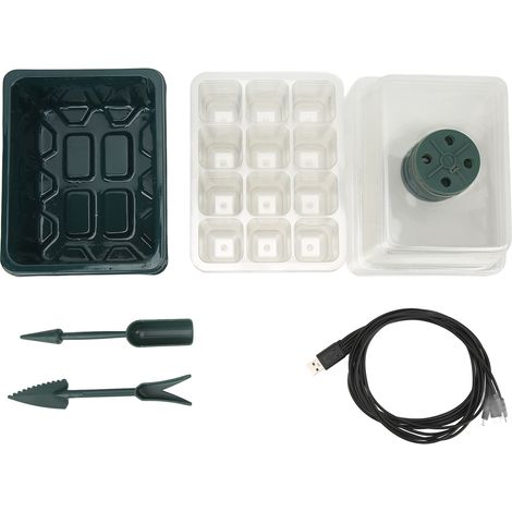 Plateau de Semis 5 Pièces avec Couvercle Transparent, Kit Germination avec Lumière LED Verte pour Jardinage (1/5)