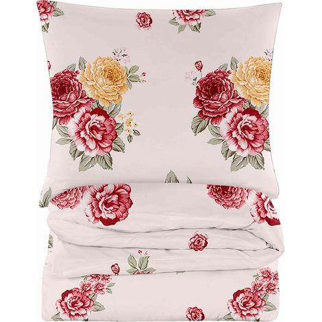 BAUMWOLLBETTWÄSCHE 200x200 BLUMEN ROSE (1/5)