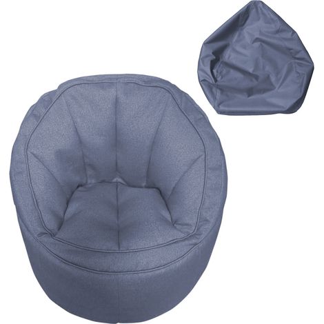 Rebecca Mobili Funda Puf Sofá Vacío Azul Poliéster Abertura Cremallera 70x75x75