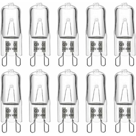 Ampoule Halogène G9 40W 230V, 480LM 2900K Blanc Chaud Dimmable, Ampoules Capsules G9, pour Lustres, Paysages, Appliques Murales, Éclairage d'Armoire, Paquet de 10 (1/5)