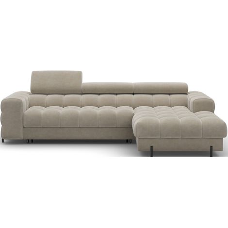 Sofá de esquina derecha convertible Beige diseño elegante 285x99x181cm FILTRO (1/5)