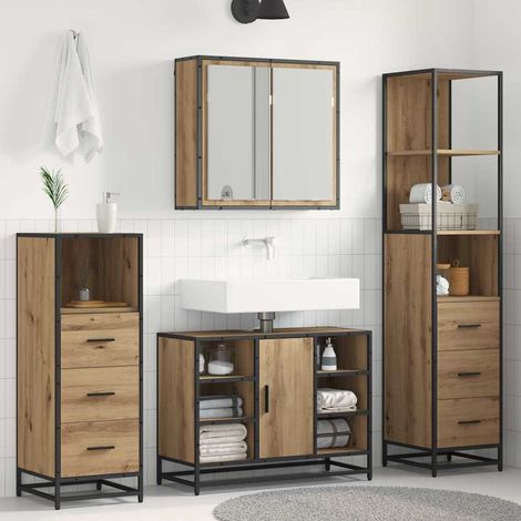 Bathroom Furniture Set 4 pcs Artisan Oak Engineered Wood vidaXL (1/5)
